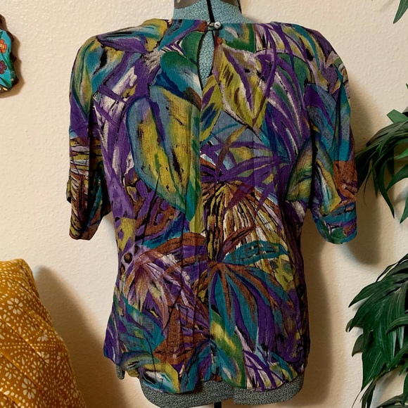 Vintage 80s purple, green and teal blouse - Picture 7 of 10
